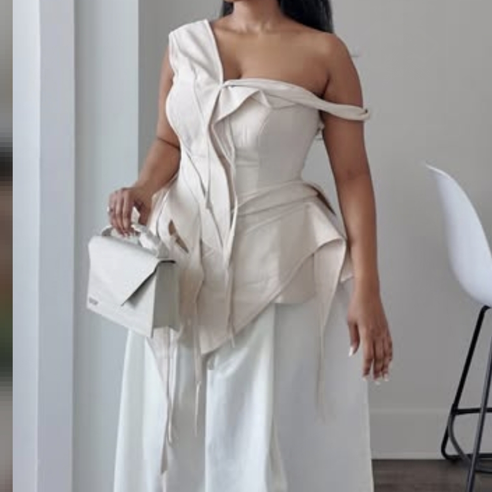Elegant Cream Off-Shoulder Top